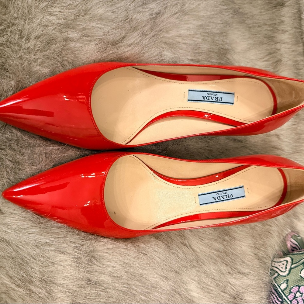 Prada Women's Vibrant Red Patent Heels